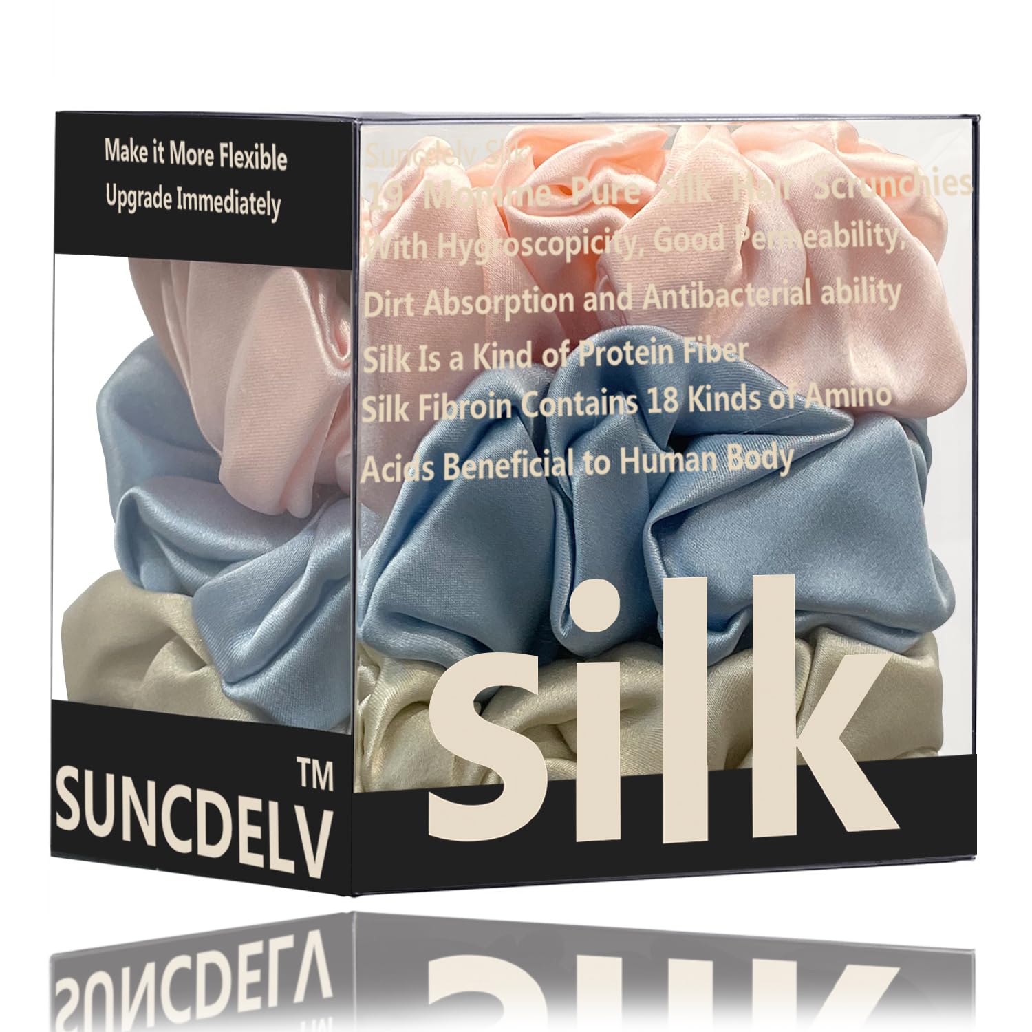 Silk Hair Towel, Friction-Resistant, Amino Acid-Rich, Durable, Breathable (6PCS(Bean Paste, Rose Gold, Rice White))